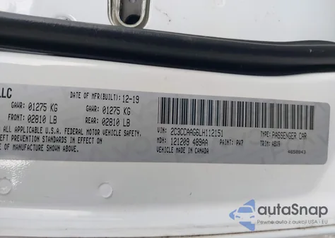 2020 Chrysler 300 Touring from USA, damaged, VIN 2C3CCAAG6LH112151